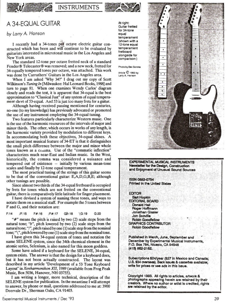 34 Equal Guitar by Larry A. Hanson