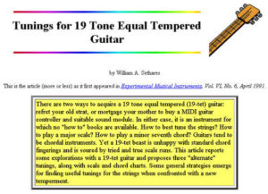 Tunings for 19 Tone Equal Tempered Guitar